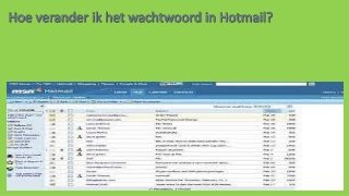 Hoe verander ik het wachtwoord in Hotmail?