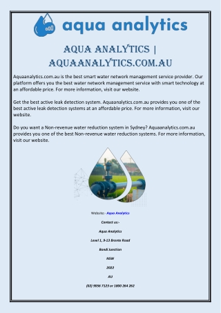 Aqua Analytics | Aquaanalytics.com.au