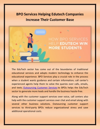 BPO Services Helping Edutech Companies Increase Their Customer Base