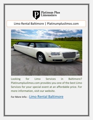 Limo Rental Baltimore | Platinumpluslimos.com