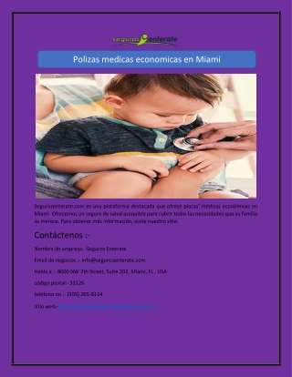 Polizas medicas economicas en Miami