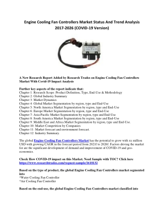 Engine Cooling Fan Controllers Market Status And Trend Analysis 2017-2026 (COVID-19 Version)