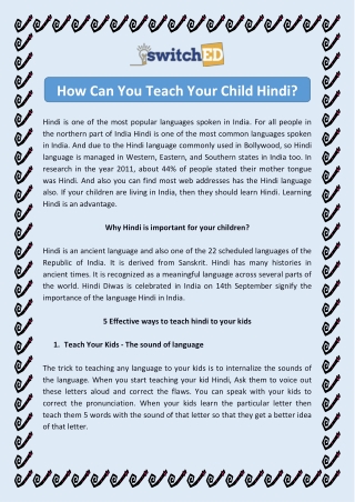 How Can You Teach Your Child Hindi?