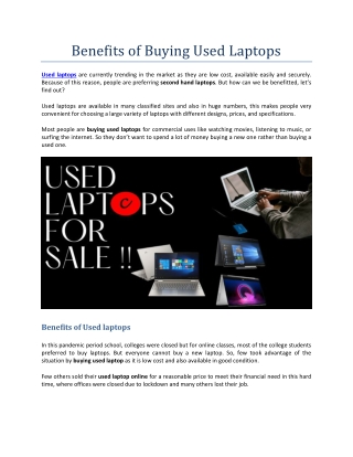 Benefits of Buying Used Laptops