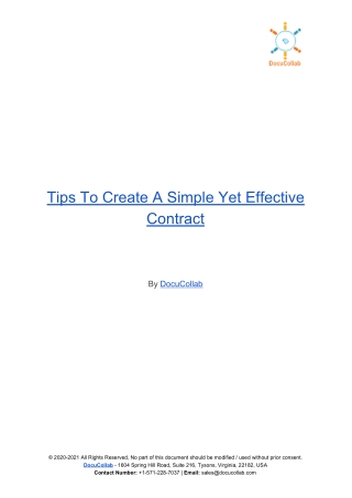 Tips To Create A Simple Yet Effective Contract