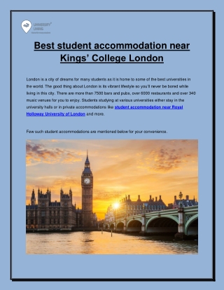 Best Student Accommodation near King's College London