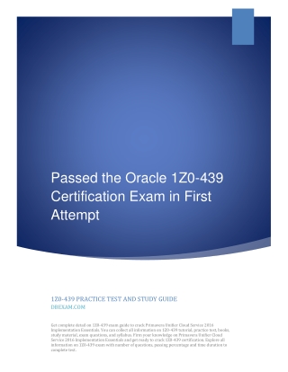 [PDF] Passed the Oracle 1Z0-439 Certification Exam in First Attempt