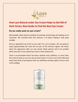 Buy Lass naturals Under Eye Cream Online