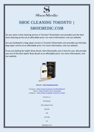 Shoe cleaning toronto  Shoemedic.com