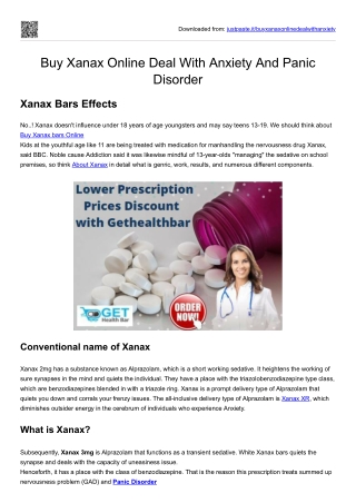 Buy Xanax Online Deal With Anxiety And Panic Disorder