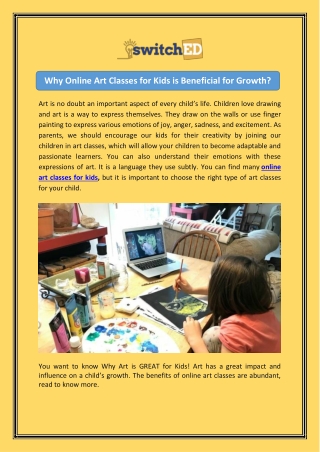 Why Online Art Classes for Kids is Beneficial for Growth