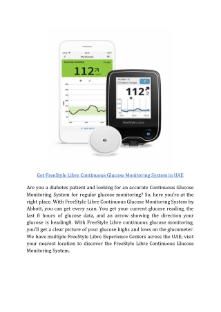 Get FreeStyle Libre Continuous Glucose Monitoring System in UAE