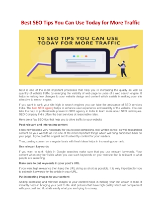 Best SEO Tips You Can Use Today for More Traffic