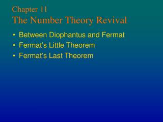 Chapter 11 The Number Theory Revival