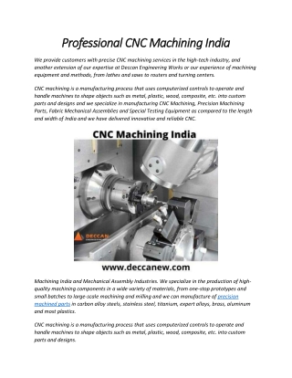 Professional CNC Machining India