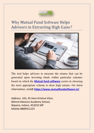 Why Mutual Fund Software Helps Advisors in Extracting High Gains?