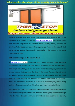 Industrial garage door