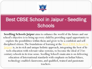 Best CBSE School in Jaipur - Seedling Schools