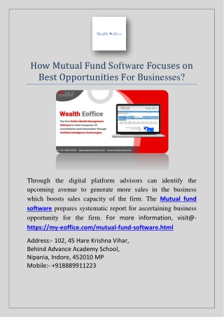 How Mutual Fund Software Focuses on Best Opportunities For Businesses?