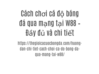 Cách chơi cá độ bóng đá qua mạng tại W88 – Đầy đủ và chi tiết