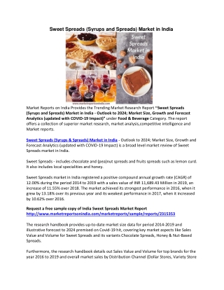 Sweet Spreads Market in India