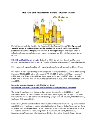 Oils (Oils and Fats) Market in India
