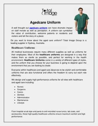 Agedcare Uniform