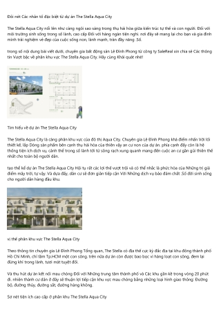 The Stella Aqua City và những điều bạn nên biết nếu mua