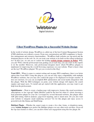 5 Best WordPress Plugins for a Successful Website Design