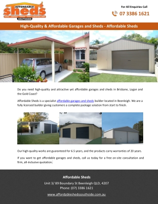 High-Quality & Affordable Garages and Sheds - Affordable Sheds