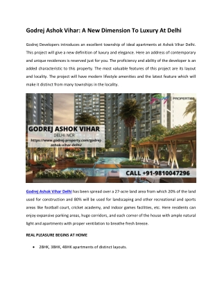 Godrej Ashok Vihar New Project In Delhi NCR