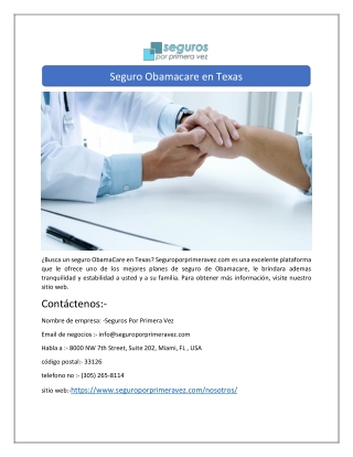 Seguro Obamacare en Texas