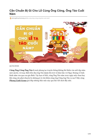Cần Chuẩn Bị Gì Cho Lễ Cúng Ông Công, Ông Táo Cuối Năm