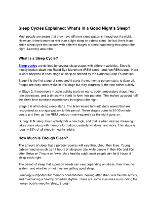 Sleep Cycles Explained: What's In a Good Night's Sleep?