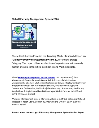 Global Warranty Management System Market Forecast 2026