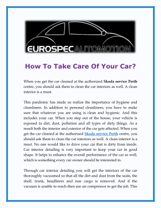 How To Take Care Of Your Car?