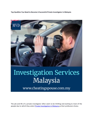 Top Qualities You Need to Become A Successful Private Investigator in Malaysia
