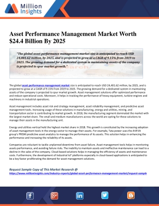 Asset Performance Management Market Worth $24.4 Billion By 2025