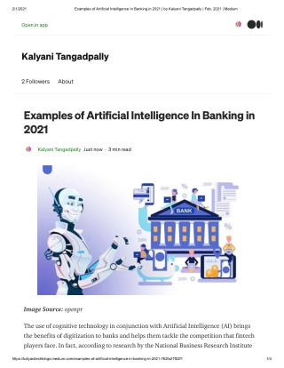 Examples of artificial intelligence in banking in 2021