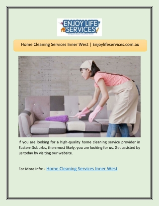 Home Cleaning Services Inner West | Enjoylifeservices.com.au