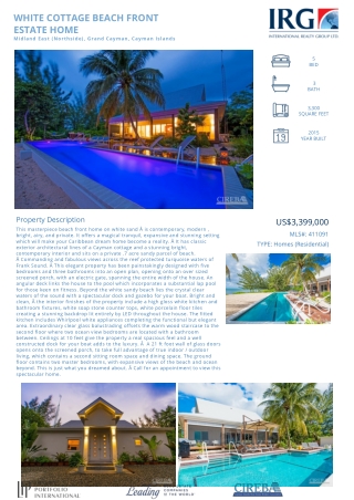 Buy White Cottage Beach Front Estate Home - 411091 - LDX Feed - IRG Cayman