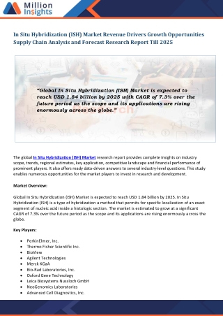 In Situ Hybridization (ISH) Market