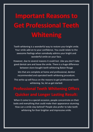 Important Reasons to Get Professional Teeth Whitening