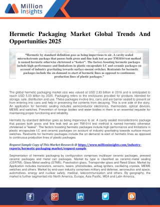 Hermetic Packaging Market Global Trends And Opportunities 2025