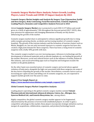 Cosmetic Surgery Market Share Analysis, Future Growth, Leading Players, Latest Trends and COVID-19 Impact Analysis By 20