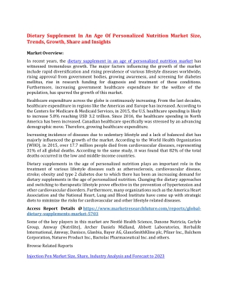 Dietary Supplement In An Age Of Personalized Nutrition Market Size, Trends, Growth, Share and Insights