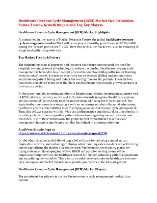 Healthcare Revenue Cycle Management (RCM) Market Size Estimation, Future Trends, Growth Impact and Top Key Players