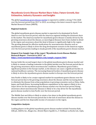 Myasthenia Gravis Disease Market Share Value, Future Growth, Size Estimation, Industry Dynamics and Insights