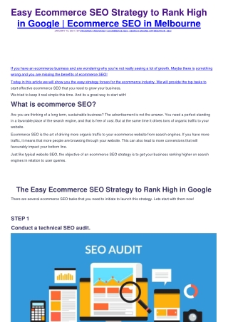 Easy Ecommerce SEO Strategy to Rank High in Google