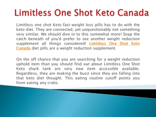 Limitless One Shot Keto Canada Diet weight Loss Pills!